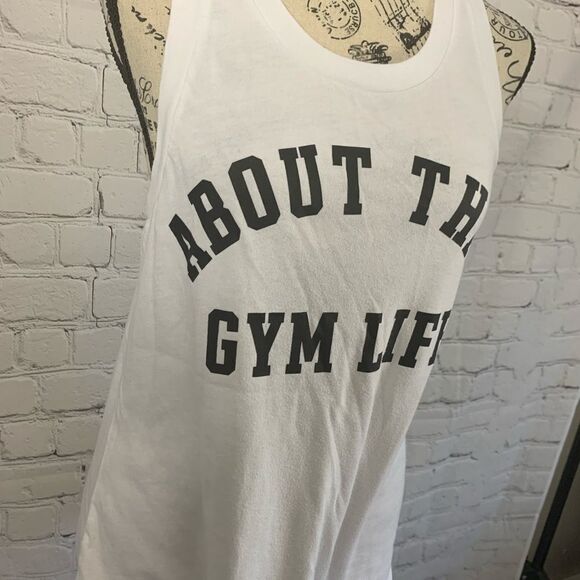 Pink Victoria’s Secret White “About That Gym Life” Tank Top size small - Picture 3 of 8
